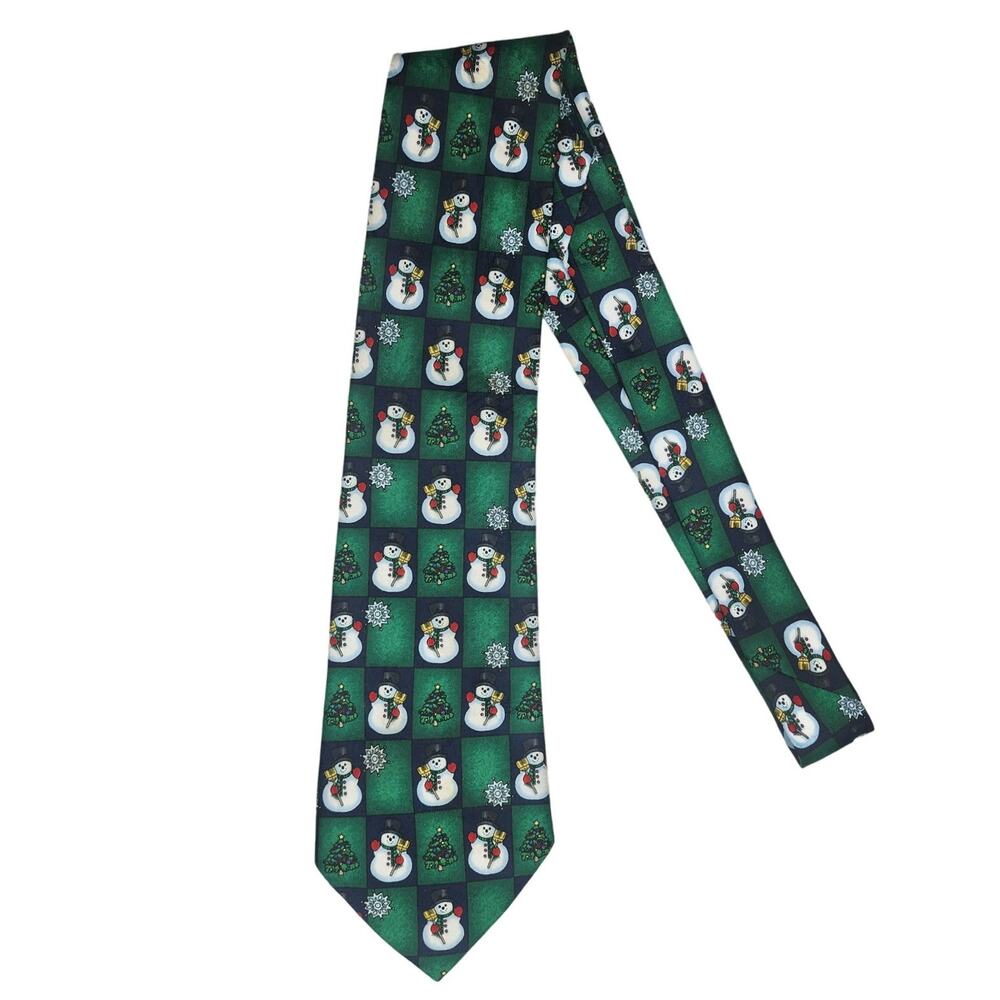Hallmark Yule Tie Greetings Men's Necktie Snowmen Snowflakes Christmas Tie